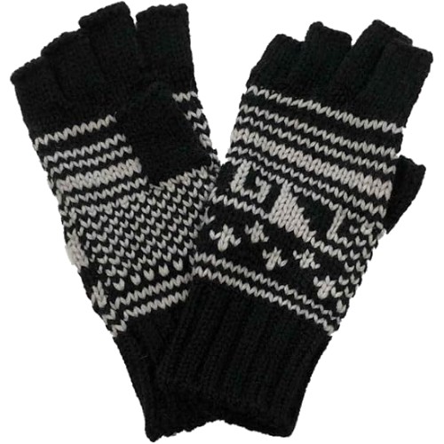 Merona-Womens-Black-White-Nordic-Print-Fingerless-Gloves